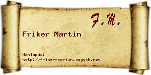 Friker Martin névjegykártya